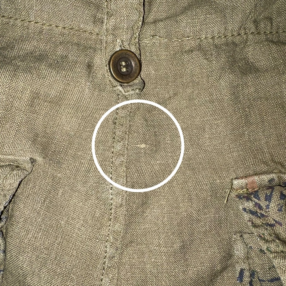Free People Issa Cargo Pants Linen in Olive Green Bohemian Pattern - Size US 12 - Picture 12 of 16